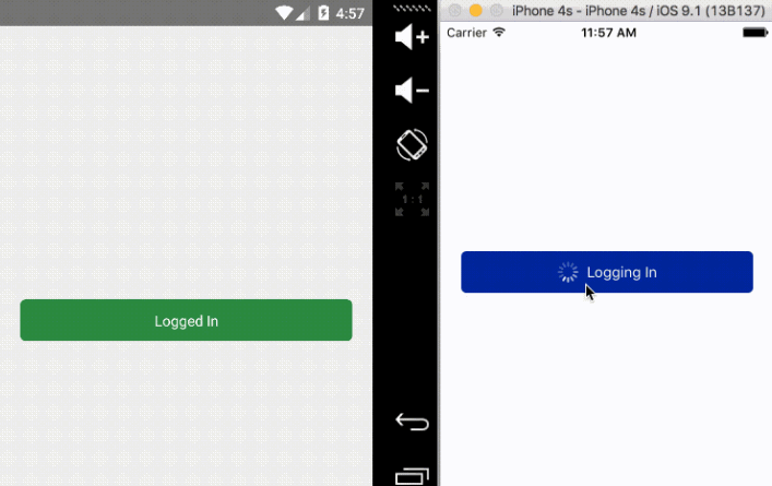 A button React Native component supporting showing different states with animations
