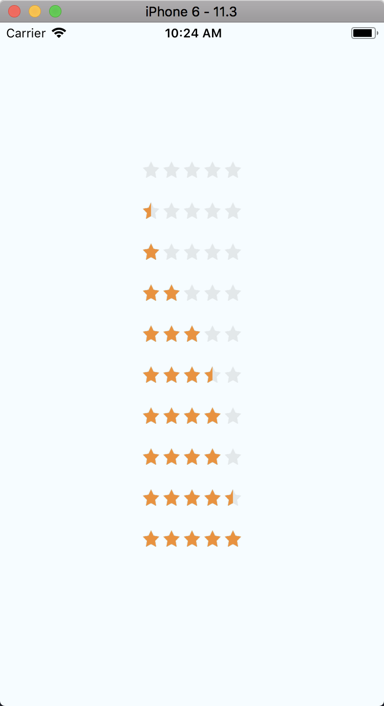 A react native rating star view