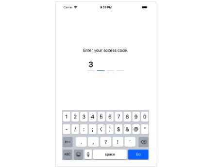 Show the user a input form for a fixed-length code or password
