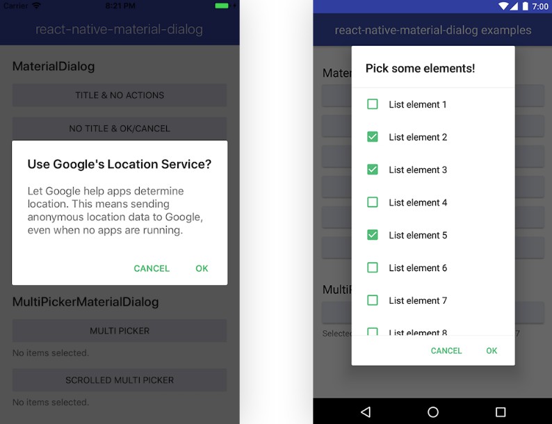 Download Material design dialog components for React Native