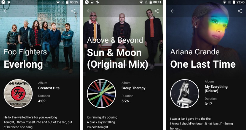 React Native song lyrics search app
