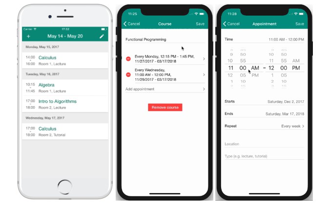 Simple timetable app built with React Native