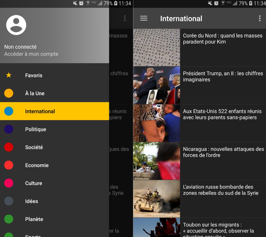 Read RSS feed from LeMonde.fr and display news inside the App