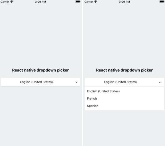 A picker (dropdown) component for react native