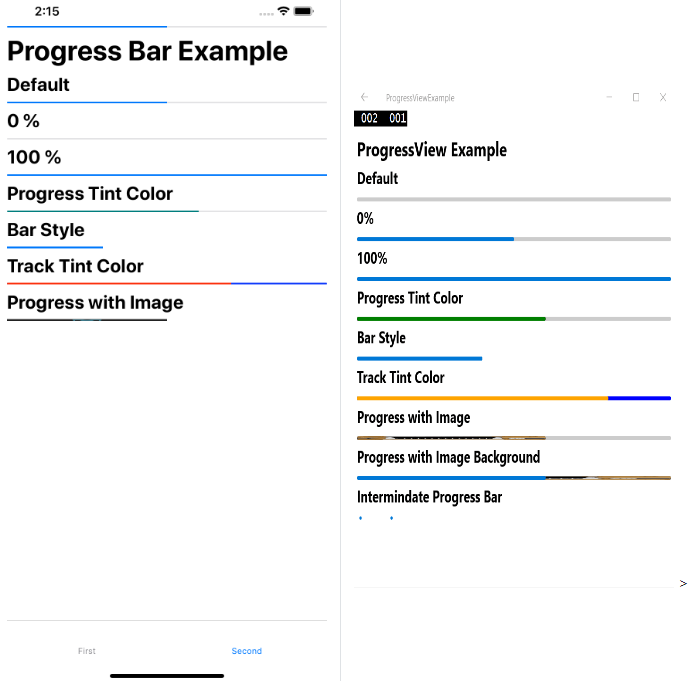 ProgressBar Component for iOS and Windows