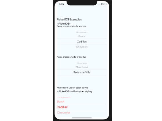 A cross-platform UI component for selecting an item from a list of options