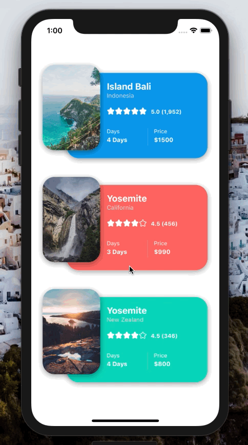 Rising Imaged Card View with Shadows and Fully Customizable Library for  React Native