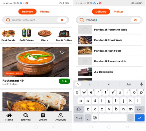 Food delivery app i.e, Zomato React Native + Django